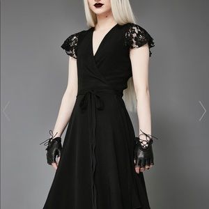 Dolls Kill - Widow Black Wrap Dress